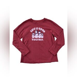 Life is Good Size Extra Large, XL, 12-14, Snowman Winter Crusher Long Sleeve Tee